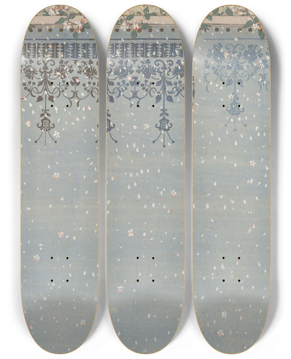 Triptych art skateboard deck of Karel Vitezslav Masek Salonek by Karel Vitezslav Masek (1865-1927)