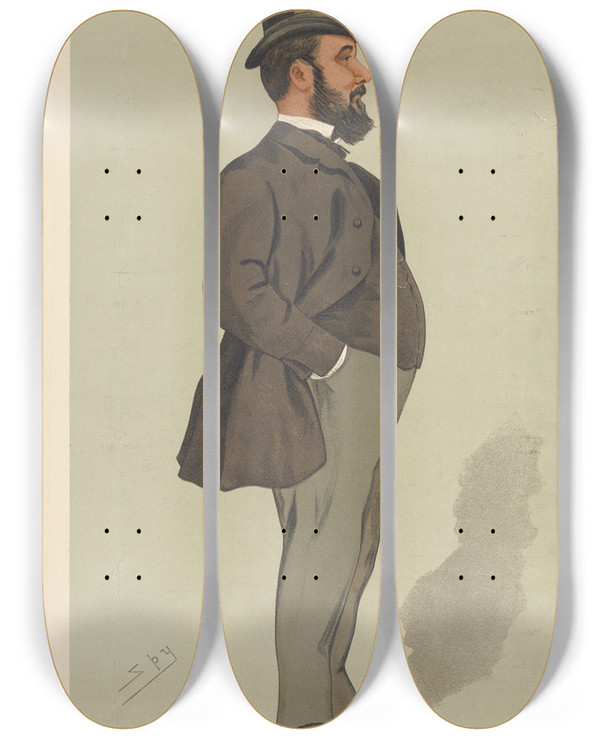 Triptych art skateboard deck of Leslie Matthew Ward Politicians A Liberal Imperialist The Rt Hon Sir Edward Grey February 5 1903 by Leslie Matthew Ward (1851-1922)