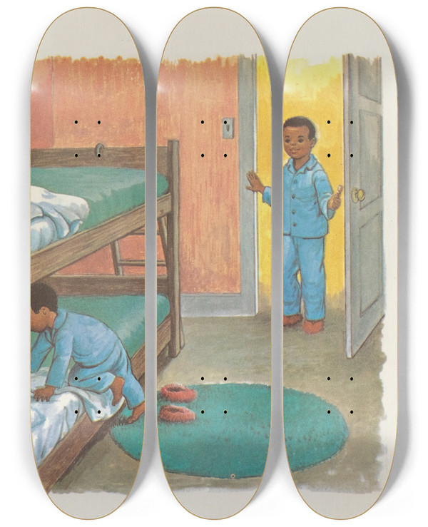 Triptych art skateboard deck of Ruth Ives Laugh With Larry Pl41 by Ruth Ives (1914)