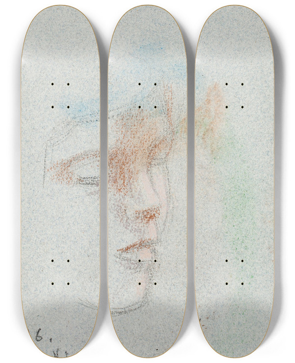 Triptych art skateboard deck of Eero Jrnefelt Tytn Kasvot by Eero Jarnefelt (1863-1937)