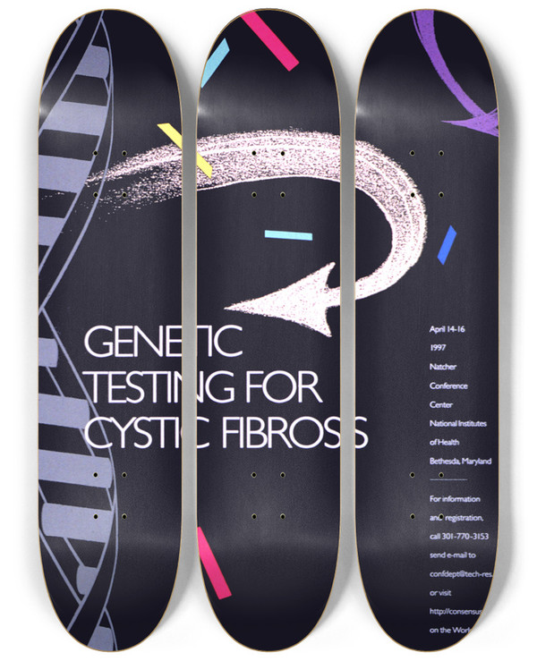 Triptych art skateboard deck of National Institutes Of Health Genetic Testing For Cystic Fibrosis by National Institutes Of Health (1887)