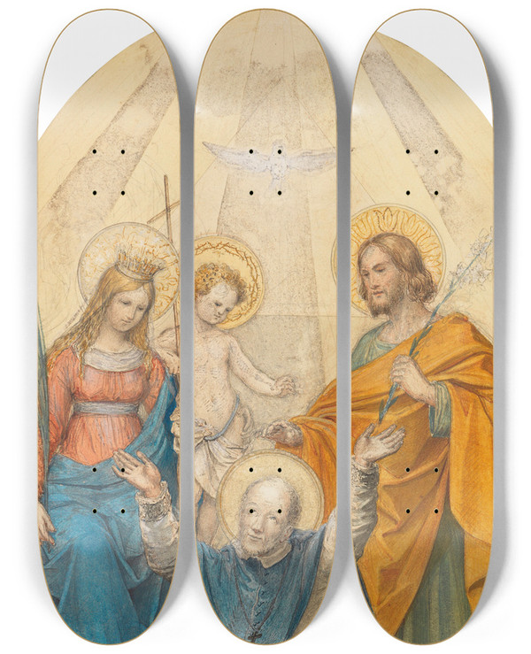 Triptych art skateboard deck of Ludwig Ferdinand Schnorr Von Carolsfeld Clemens Maria Hofbauer Und Heilige by Ludwig Ferdinand Schnorr Von Carolsfeld (1788-1853)