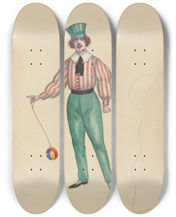 Triptych art skateboard deck of Will R Barnes Boys_2 by Will R Barnes (1939)