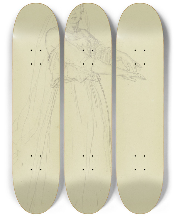 Triptych art skateboard deck of Ferdinand Fellner Lady Macbeth Mit Blutigen Hnden_4 by Ferdinand Fellner (1799-1859)