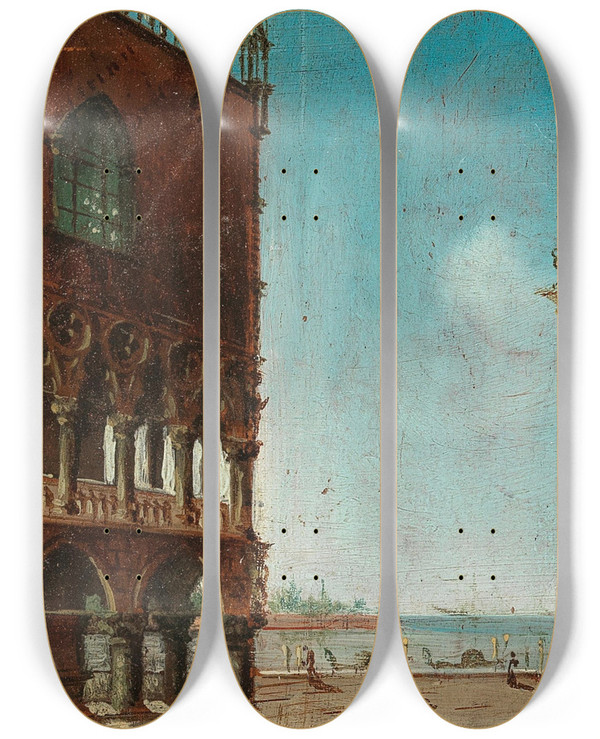 Triptych art skateboard deck of Marco Grubas Bridge Of Sighs by Marco Grubas (1839-1910)