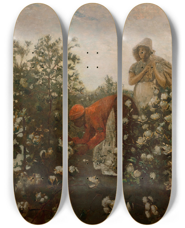 Triptych art skateboard deck of Winslow Homer Upland Cotton by Winslow Homer (1836-1910)