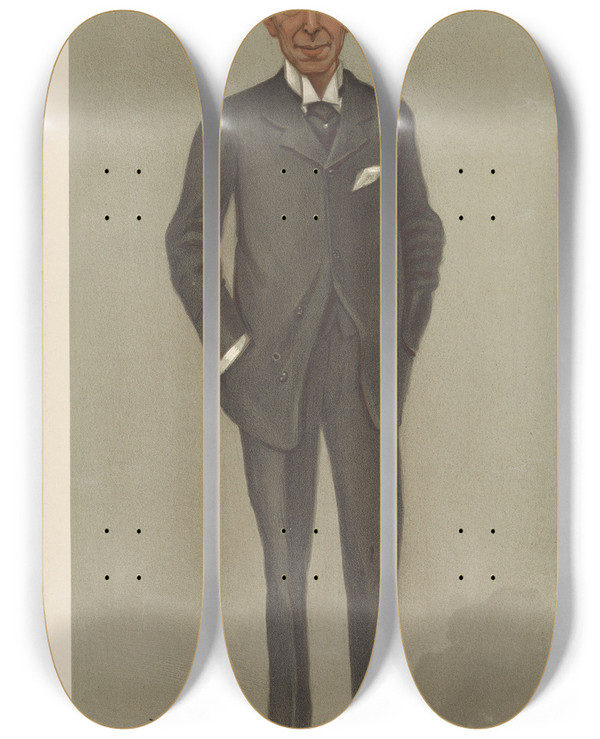 Triptych art skateboard deck of Leslie Matthew Ward Legal Public Prosecutions Earl Of Desart His Style Then Being Sir Hamilton John Agmondesham Cuffe January 16 1902 by Leslie Matthew Ward (1851-1922)