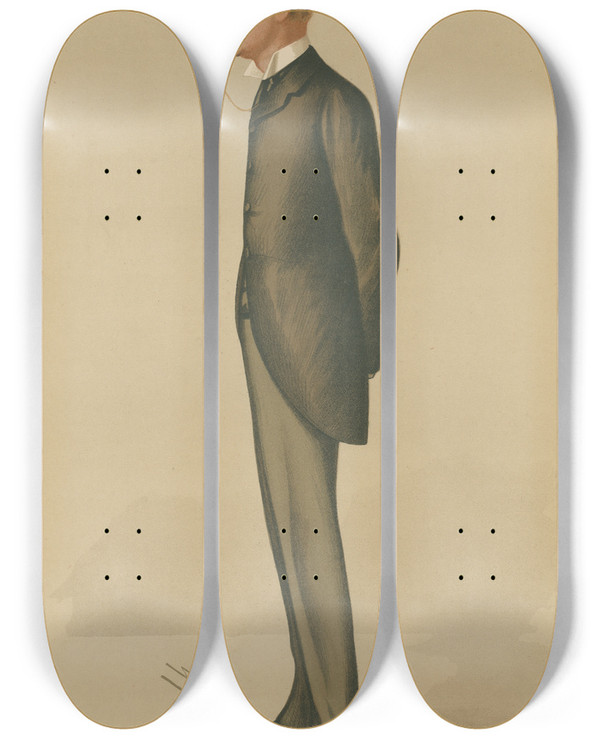 Triptych art skateboard deck of Leslie Matthew Ward She Henry Rider Haggard by Leslie Matthew Ward (1851-1922)