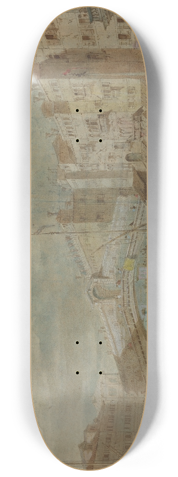 Francesco Guardi - View of the Rialto Bridge, Venice 8.25 inch art skate deck