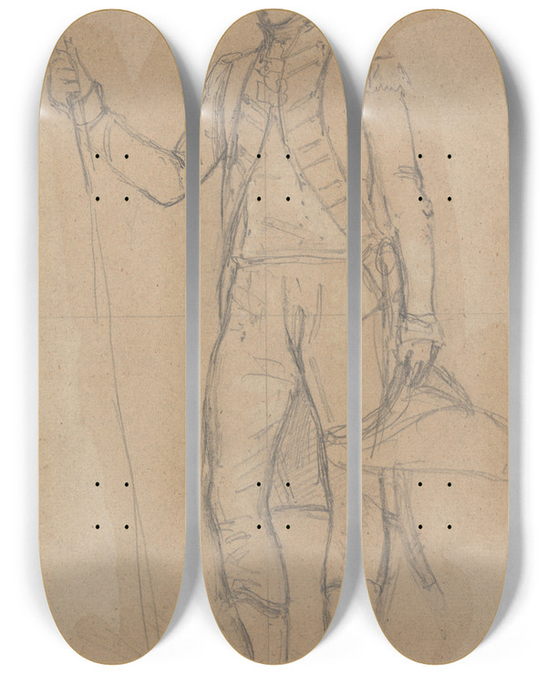 Triptych art skateboard deck of Thomas Hickey Study Of Sir Alexander Allan by Thomas Hickey (1741-1824)