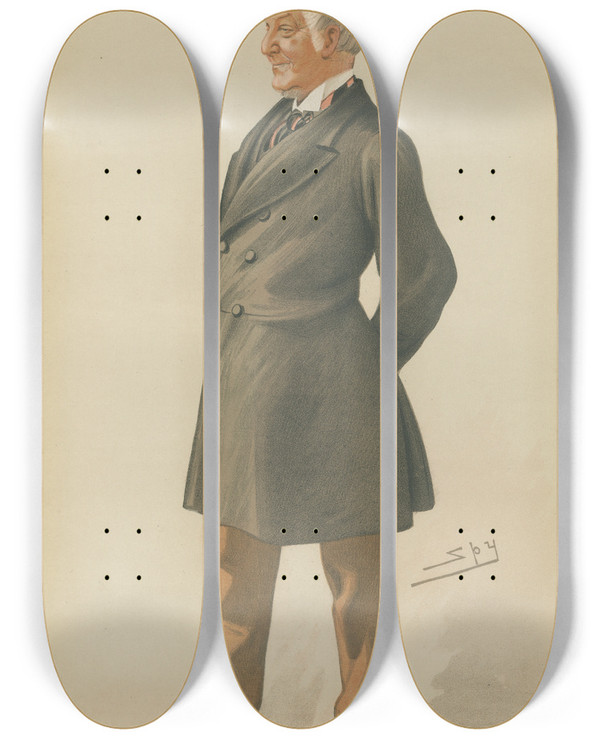 Triptych art skateboard deck of Leslie Matthew Ward Politicians South Warwickshire Sir John Eardley Eardleywilmot May 9 1885 by Leslie Matthew Ward (1851-1922)