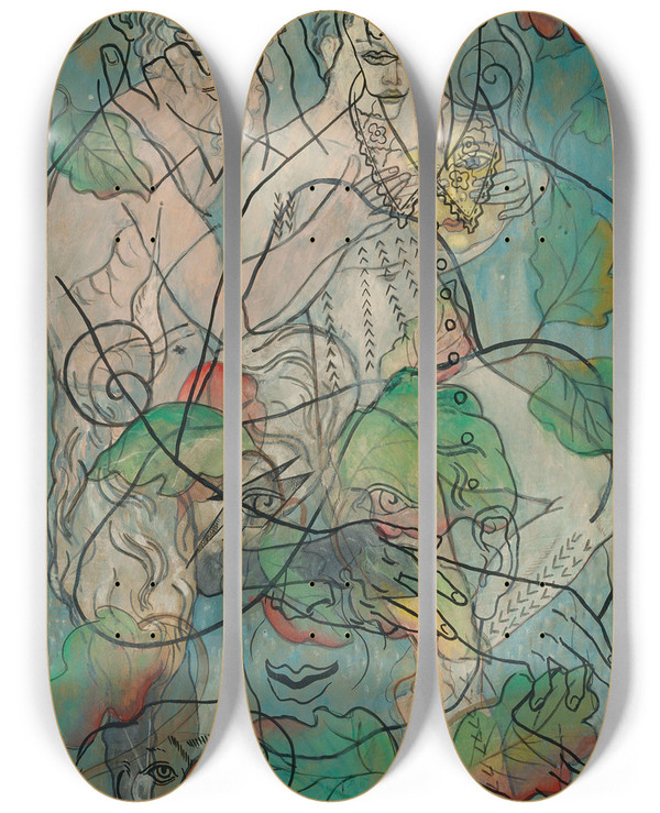 Triptych art skateboard deck of Francis Picabia Iris by Francis Picabia (1879-1953)