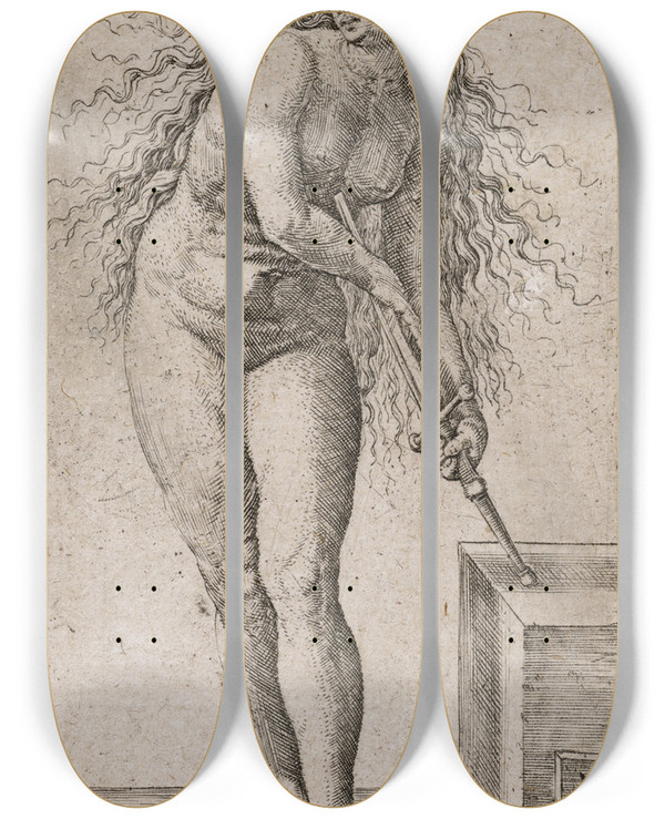 Triptych art skateboard deck of Lucas Van Leyden Lucretia by Lucas Van Leyden (1494-1533)