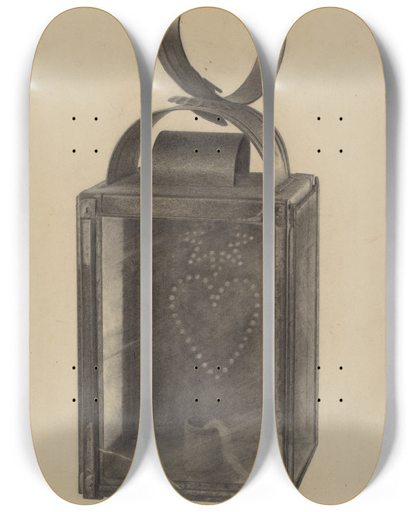 Triptych art skateboard deck of Filippo Porreca Hand Lantern by Filippo Porreca