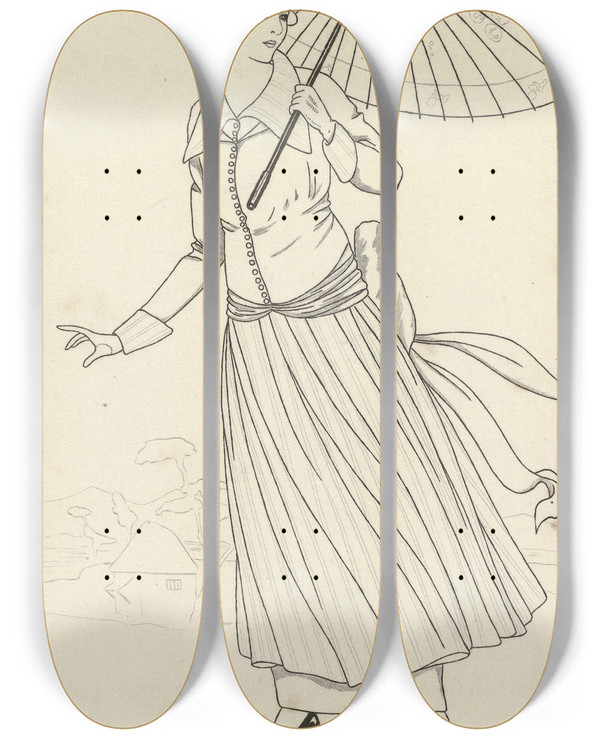Triptych art skateboard deck of Fabius Robe De Taffetas_2 by Fabius