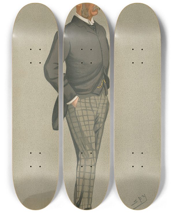 Triptych art skateboard deck of Leslie Matthew Ward Politicians A Postmaster General Sir James Fergusson April 30 1892_2 by Leslie Matthew Ward (1851-1922)
