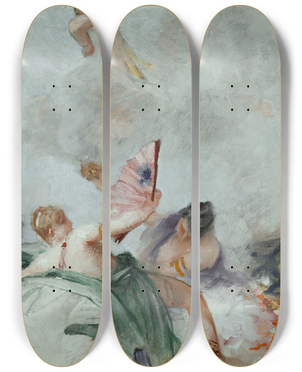 Triptych art skateboard deck of Gabriel Ferrier Les Parfums by Gabriel Ferrier (1847-1914)