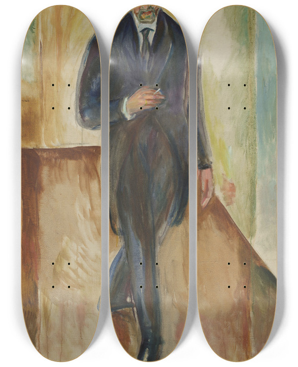 Triptych art skateboard deck of Edvard Munch Thorvald Lchen by Edvard Munch (1863-1944)
