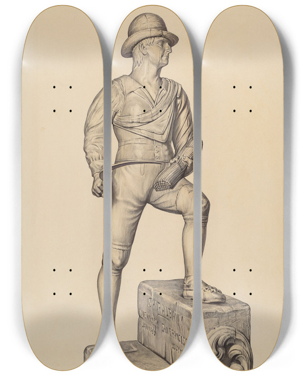 Triptych art skateboard deck of Elisabeth Fulda Figurehead by Elisabeth Fulda