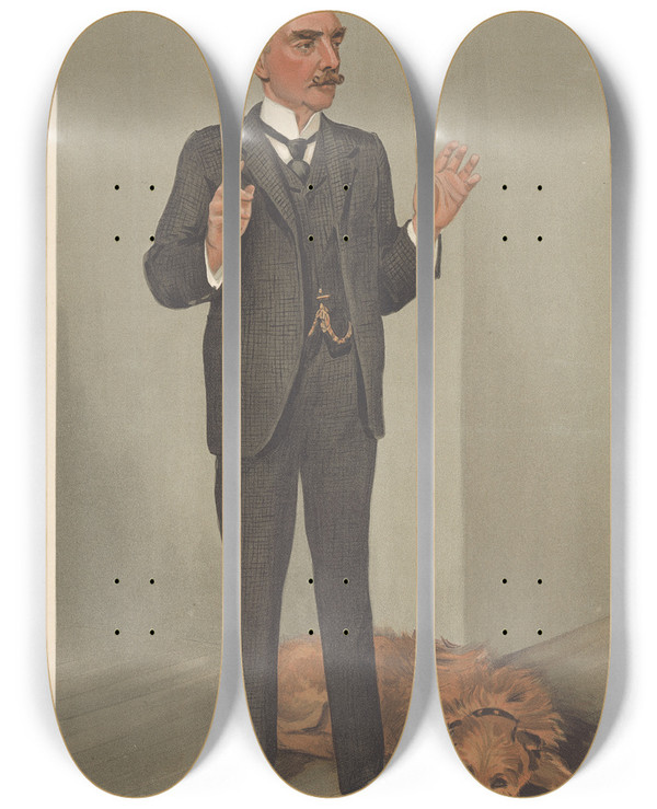 Triptych art skateboard deck of Leslie Matthew Ward Policemen Fingerprints Edward Richard Henry October 5 1905 by Leslie Matthew Ward (1851-1922)