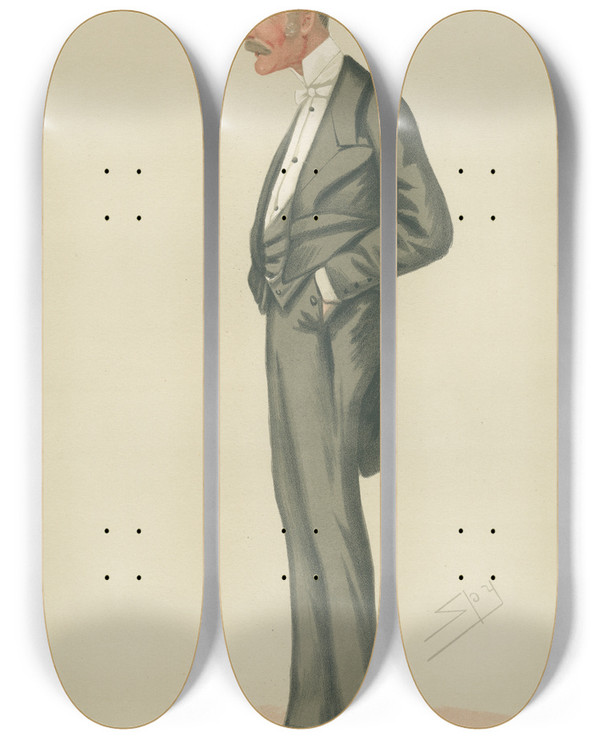Triptych art skateboard deck of Leslie Matthew Ward Military And Navy Henry Majorgeneral Sir Henry Percival De Bathe November 18 1876 by Leslie Matthew Ward (1851-1922)