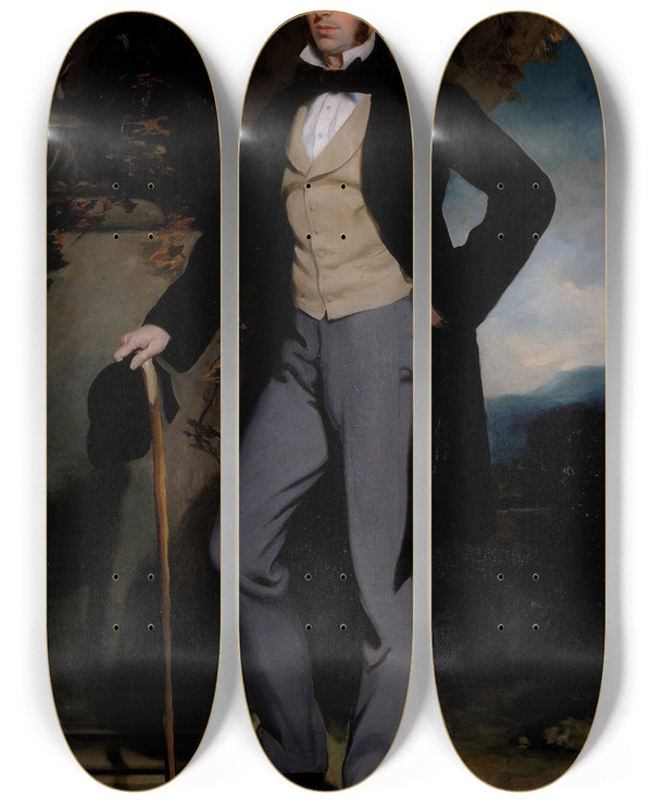 Triptych art skateboard deck of Sir Francis Grant Portrait Of John Naylor by Sir Francis Grant (1803-1878)