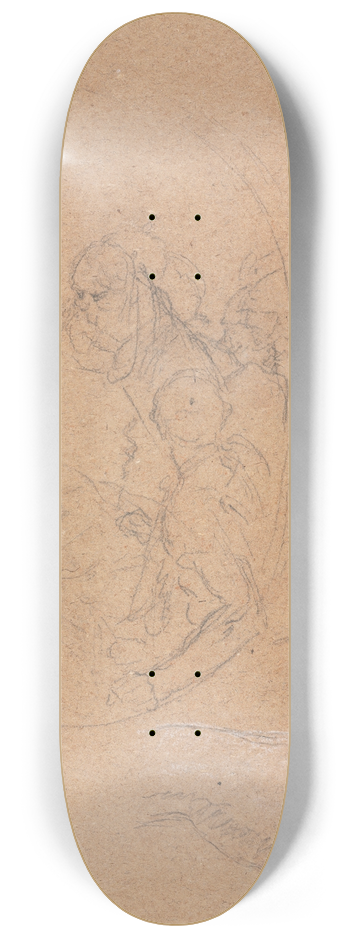 Francesco Lorenzi - Figures in a roundel with study of a hand 8.25 inch art skate deck