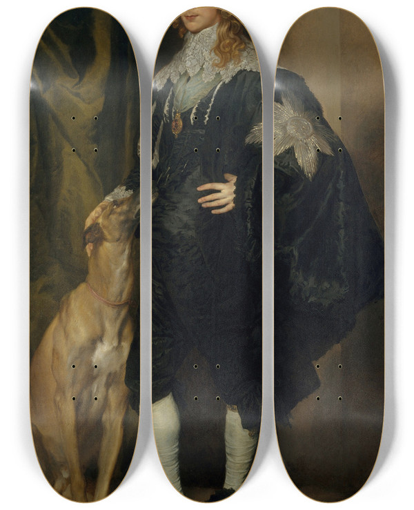 Triptych art skateboard deck of Anthony Van Dyck James Stuart 16121655 Duke Of Richmond And Lennox by Anthony Van Dyck (1599-1641)
