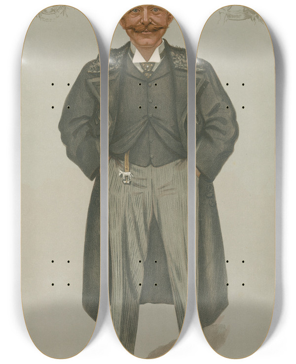 Triptych art skateboard deck of Leslie Matthew Ward Military And Navy Lalatin Colonel Sir Rudolf Carl Slatin June 15 1899 by Leslie Matthew Ward (1851-1922)