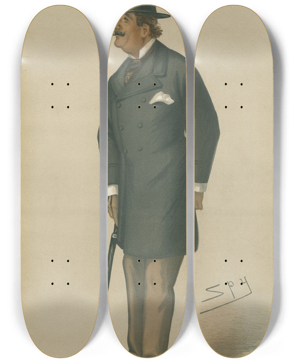 Triptych art skateboard deck of Leslie Matthew Ward Military And Navy The Beau Ideal Lieutenantgeneral Sir Alfred Hastings Horsford February 3 1877 by Leslie Matthew Ward (1851-1922)