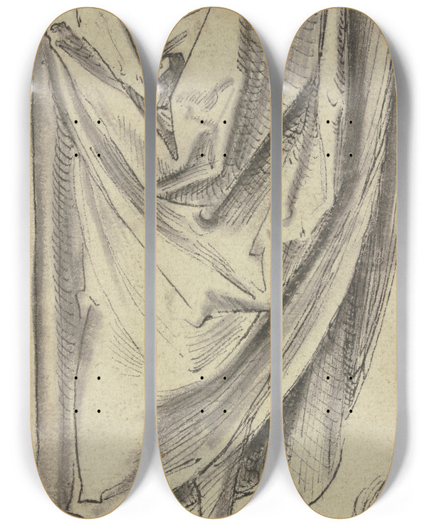 Triptych art skateboard deck of Hans Brosamer Unterkrper Einer Stehenden Figur by Hans Brosamer (1495-1554)