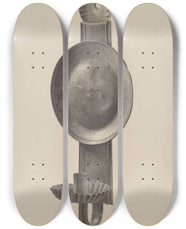 Triptych art skateboard deck of Amelia Tuccio Candle Sconce_5 by Amelia Tuccio (20-)
