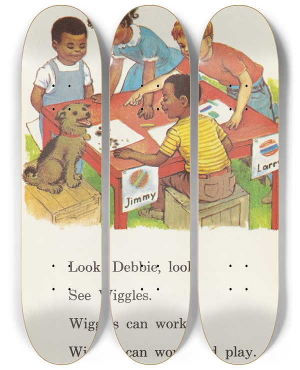 Triptych art skateboard deck of Ruth Ives Laugh With Larry Pl16 by Ruth Ives (1914)