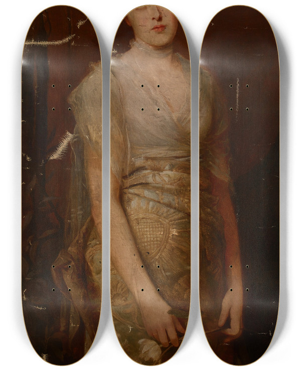 Triptych art skateboard deck of Wilhelm Von Kaulbach Portrait Of Alicja Worms by Wilhelm von Kaulbach (1805-1874)