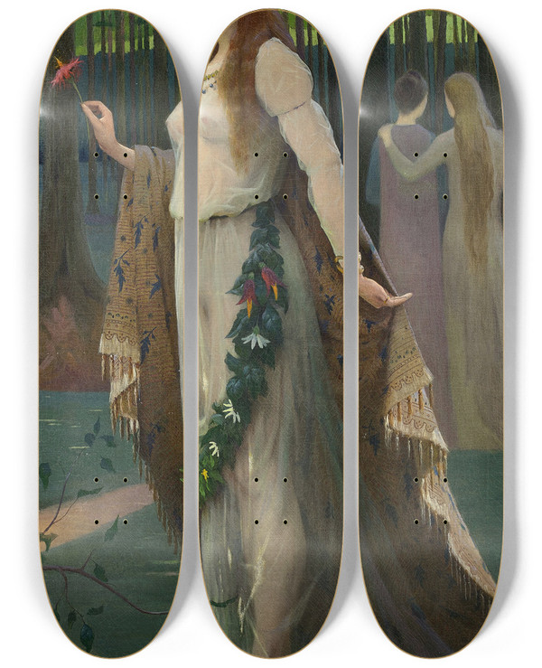 Triptych art skateboard deck of Maurice Chabas Nma by Maurice Chabas (1862-1947)