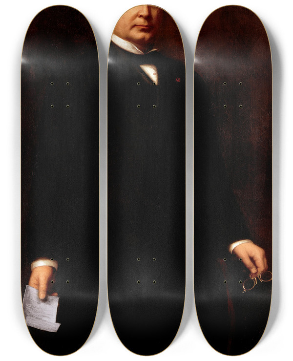 Triptych art skateboard deck of Harriet Anderson Stubbs Murphy William Mckinley by Harriet Anderson Stubbs Murphy (1853-1935)