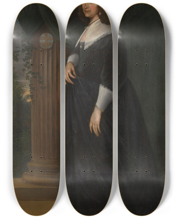 Triptych art skateboard deck of Mattheus Verheyden Maria Hartmansdr De Custere Echtgenote Van Willem Kettingh by Mattheus Verheyden (1700-1776)