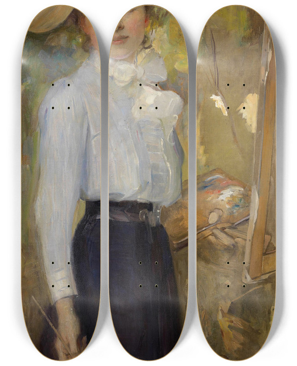 Triptych art skateboard deck of Susanne Renate Granitsch Selbstbildnis Susanne Renate Granitsch by Susanne Renate Granitsch (1869-1946)