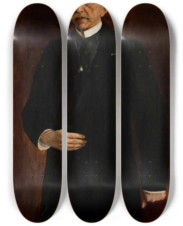 Triptych art skateboard deck of Teodor Axentowicz Portrait Of Wiktor Osawski_1 by Teodor Axentowicz (1859-1938)