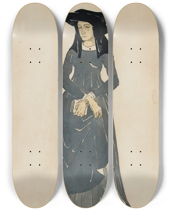 Triptych art skateboard deck of Lon Bakst Costume Design For Don Juan Ii by Leon Bakst (1866-1924)
