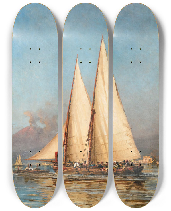 Triptych art skateboard deck of Alexei Petrovich Bogoliubov Holland by Alexey Petrovich Bogolyubov (1824-1896)