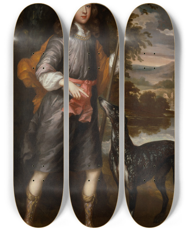 Triptych art skateboard deck of Willem Wissing Portrait Of A Boy by Willem Wissing (1656-1687)