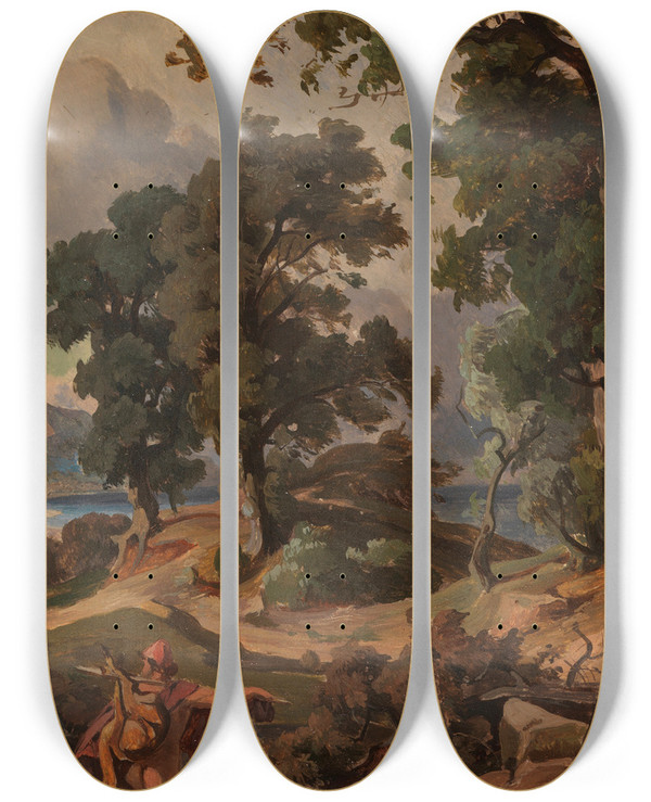 Triptych art skateboard deck of Friedrich Preller The Elder Odysseezyklus 3 by Friedrich Preller The Elder (1804-1878)