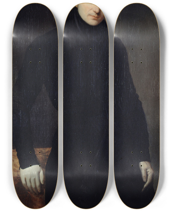 Triptych art skateboard deck of Auguste De Chtillon Portrait Deugne Renduel 17981874 Diteur by Auguste De Chatillon (1808-1881)