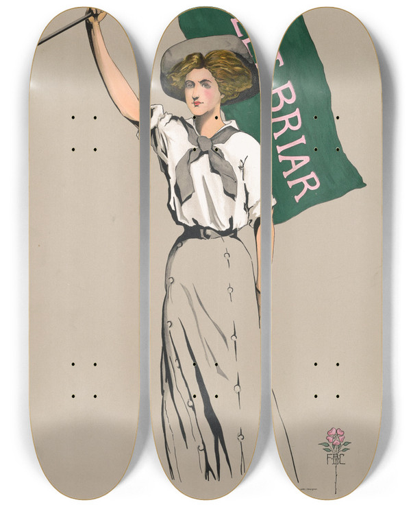 Triptych art skateboard deck of F B Couper Sweet Briar by F B Couper (19-20-)