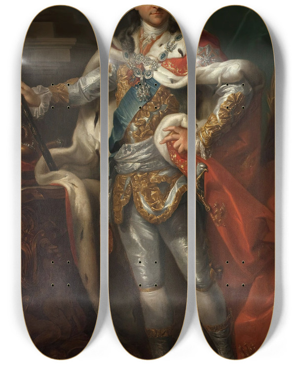 Triptych art skateboard deck of Workshop Of Marcello Bacciarelli Portrait Of Stanisaw August Poniatowski In The Coronation Costume by Workshop Of Marcello Bacciarelli (1731-1818)