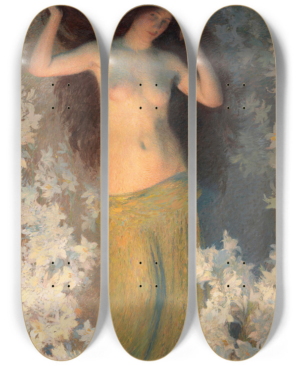 Triptych art skateboard deck of Henri Martin Beaut by Henri Martin (1860-1943)