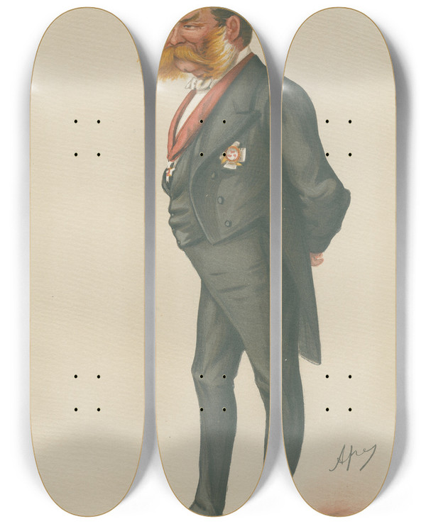 Triptych art skateboard deck of Carlo Pellegrini Military And Navy Fortifications Sir John Lintorn Arabin Simmons December 1 1877 by Carlo Pellegrini (1839-1889)