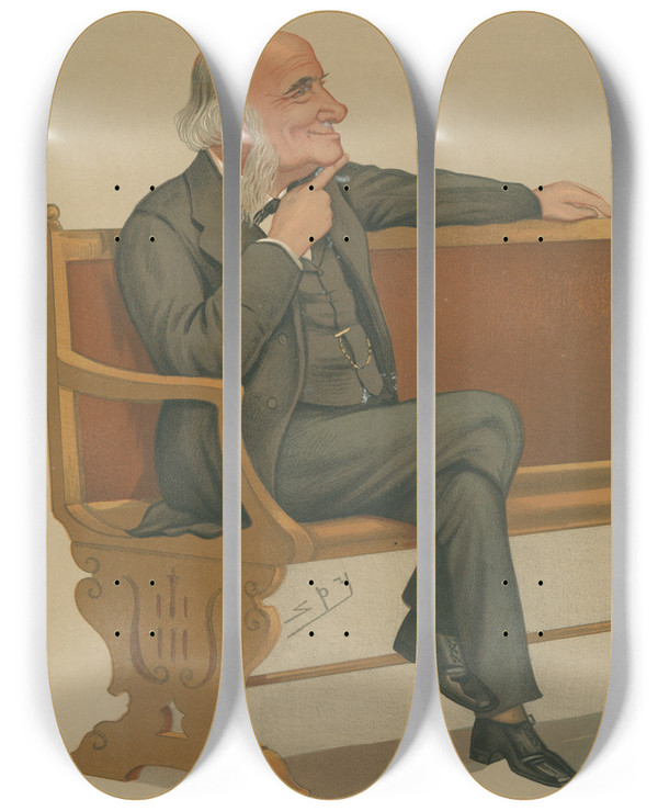 Triptych art skateboard deck of Leslie Matthew Ward Musicians G Sir George Grove January 31 1891 by Leslie Matthew Ward (1851-1922)