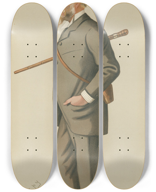 Triptych art skateboard deck of Leslie Matthew Ward Politicians Cornwall Brydeswillyams April18 1885 by Leslie Matthew Ward (1851-1922)